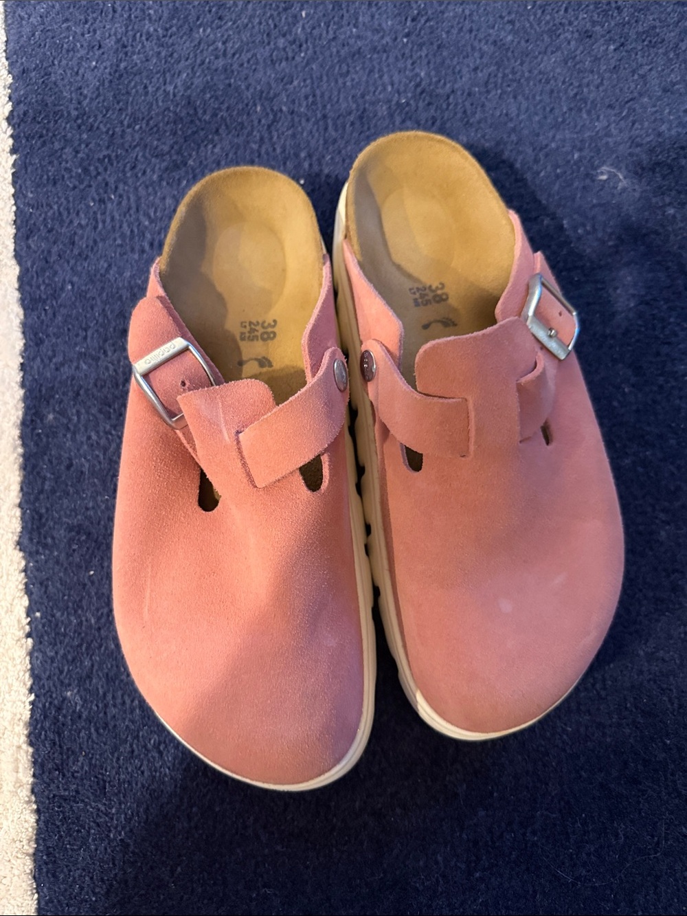 Birkenstock Papillio Boston Chunky Pink Suede Buckle Clog - Picture 3 of 7